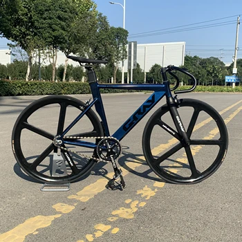 GRAY Track Bike Fixie Bicycle Aluminum Alloy Frame Carbon Front Fork 700C Magnesium Wheel Single Speed Flip-flop 1