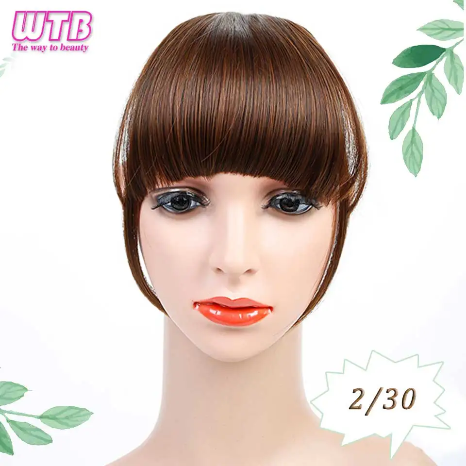 WTB, коричневый, красный, черный, короткие накладные волосы, челка, термостойкие синтетические накладные волосы на заколках для женщин, прически для волос - Цвет: B70-2-30