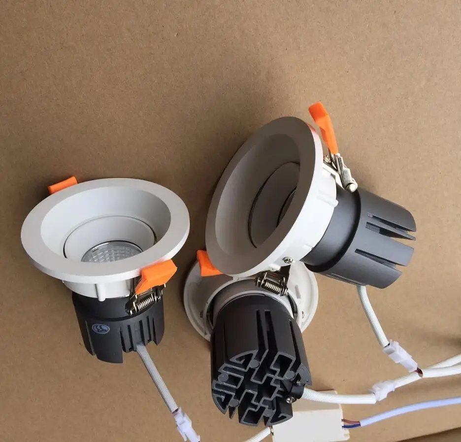 무료 배송 12W COB LED Downlight LED 실내 천장 조명 천장 조명 AC85-265V 알루미늄 CRI>90