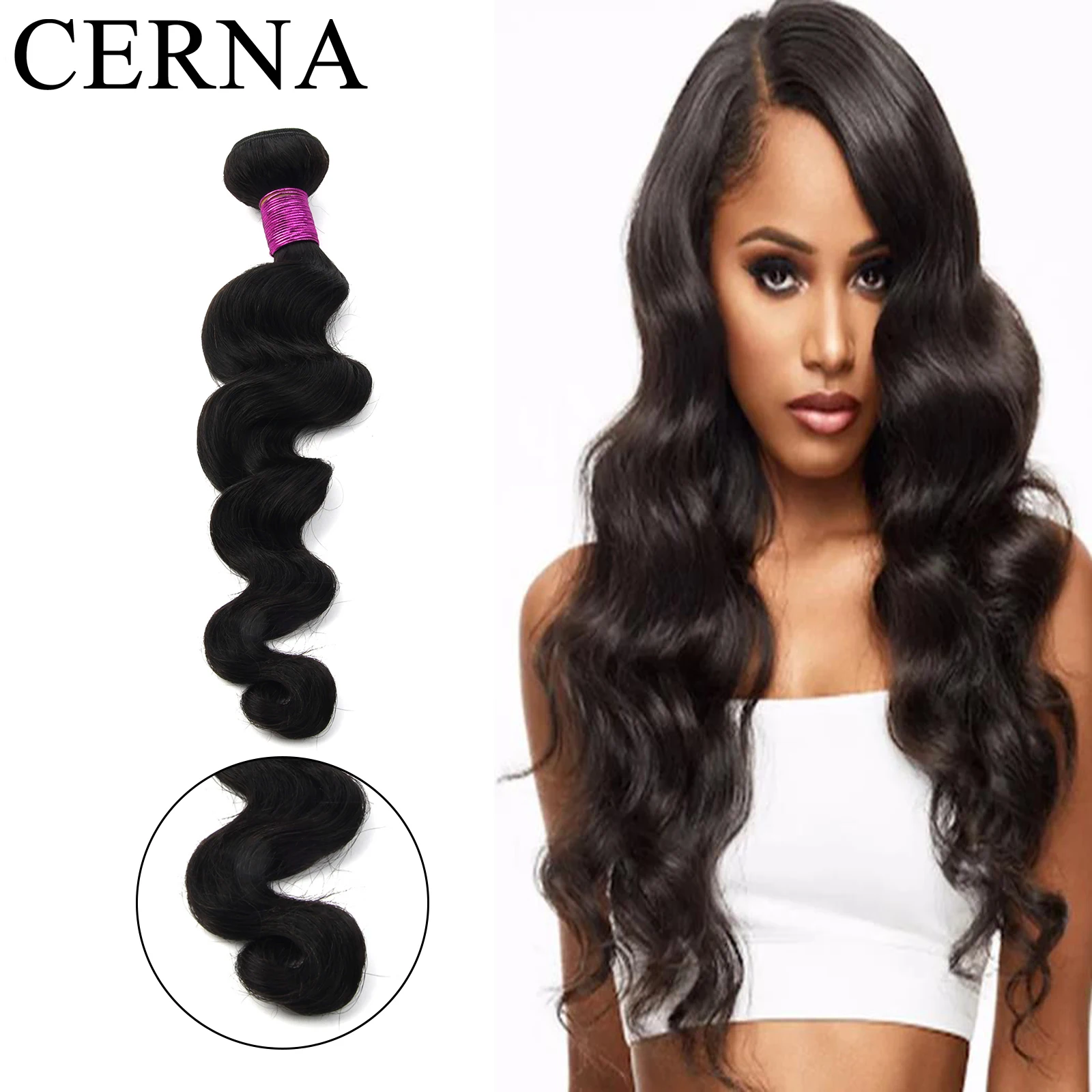 Cerna Loose Wave Bundles 32 34 36 Virgin Hair Weave 100% Unprocessed Human Natural Color Hair Extensions | Шиньоны и парики