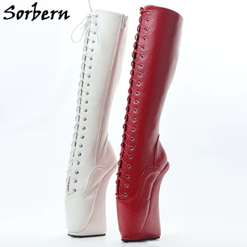 

Sorbern Snake Patent Ballet Boots Knee High Fetish Shoes No Heels Lace Up Plus Size 15 Womens Shoes Custom Wide Fit Ladies Boot