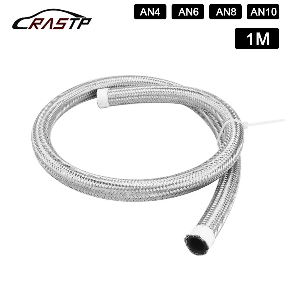 

1Meter AN4 AN6 AN8 AN10 Oil Line Hose Stainless Steel Braided PTFE Brake Fuel Supply Hose Engine Oil Cooler Tubing RS-HR016-1M