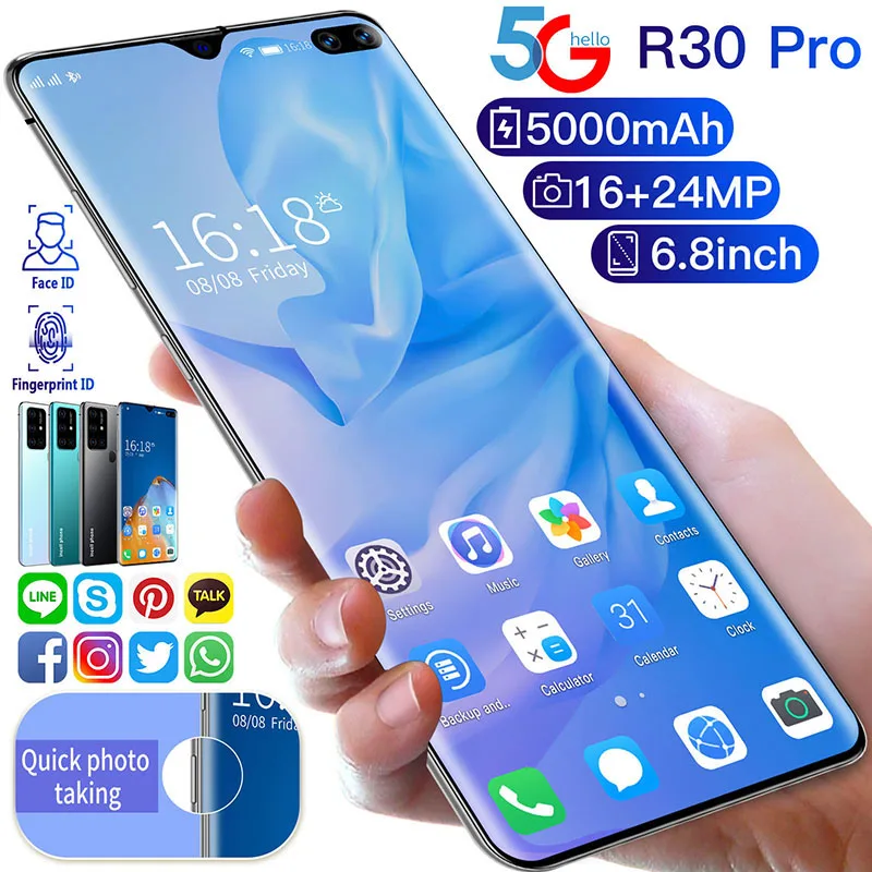 6.8 Inch R30 Pro Snapdragon 855 Smartphone 16+32MP