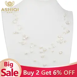ASHIQI натуральный пресноводный барочный жемчуг ожерелье Женщины 4-8 мм 5 рядов Богемия ручной работы ювелирные изделия мода