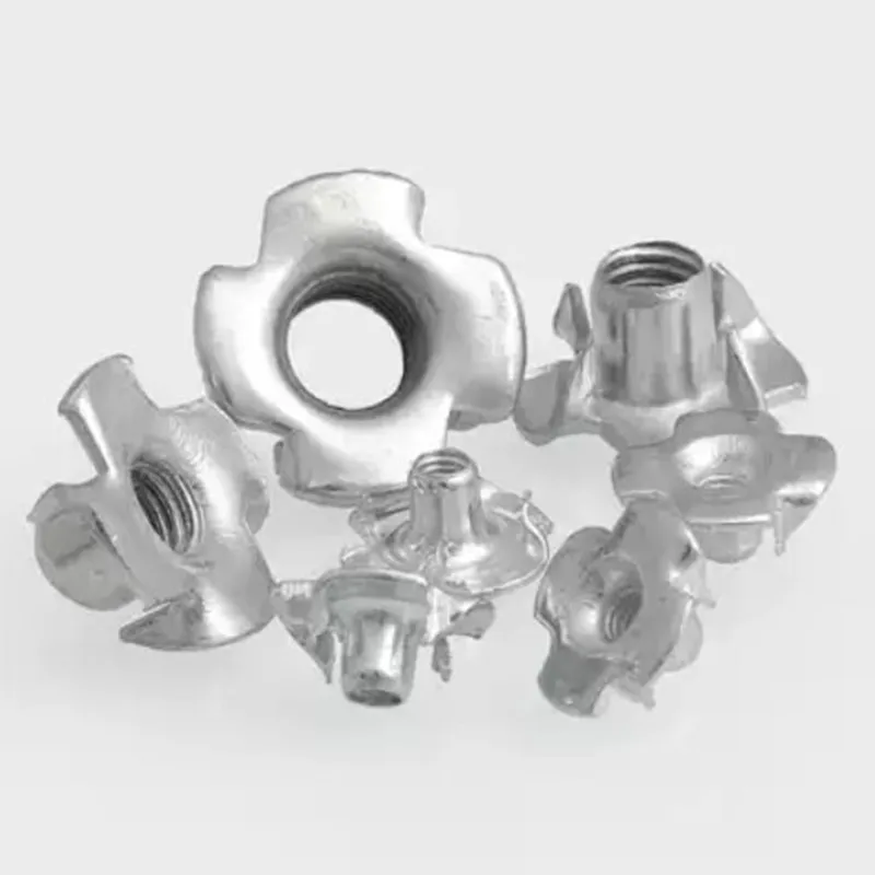 Insert Nut Threaded Insert Nut Four Claws Nut Carbon Steel Nuts 5-50PCS M2 M3 M4 M5 M6 M8 M10 m12 1/4-20 Zinc Plated Carbon Steel Four Claws Prongs Knock In Wood Captive Nut Insert Nut