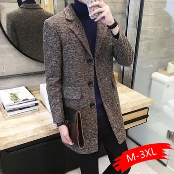 

2020 Winter New Men's Fashion Boutique Wear Casual Business Wool Long Coat / Mens Overcoats Gray Men's Casual Jackets