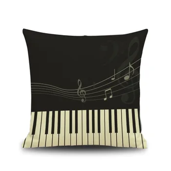 

New Pillow Case Square Musical Note Painting Linen Throw Pillow Case Home Hot Sale Support Pillows For Neck 45*45cm