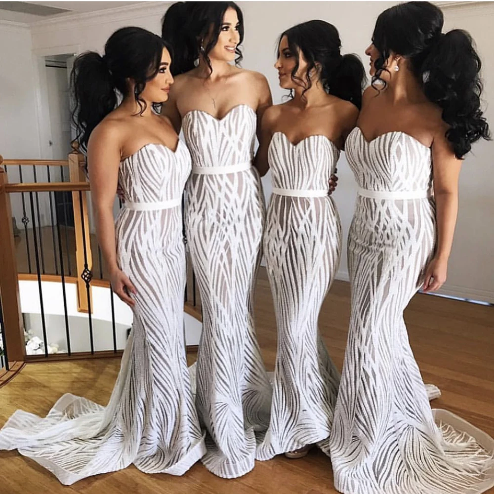 

White Sequined Strapless Maxi Dress Striped Empire Sleveless Floor Length Bodycon Stretchy Long Party Dress