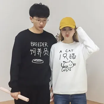 

Fashion Cartoon Print Couple Sweatshirts Casual Women Men O Neck Long Sleeve Loose Pullover Autumn Spring Streetwear Hoodies
