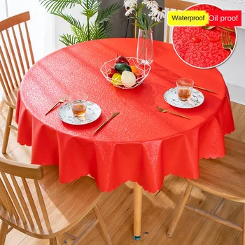 

Round Tablecloth European Style Waterproof Oil Resistant Heat Resistant Disposable Tablecloth Hotel Household Circle Table Cloth