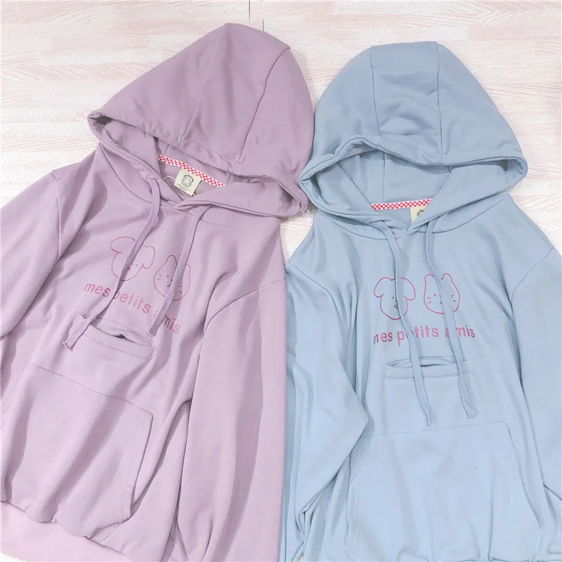 Одежда с надписью BESTIE Small Fresh Harajuku милые женские толстовки капюшоном и длинными