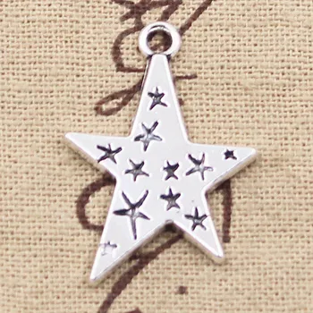 

6pcs Charms Star Pentagram 28x21mm Antique Bronze Silver Color Plated Pendants Making DIY Handmade Tibetan Finding Jewelry