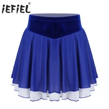 Iefiel для детей из шифона для девочек; белое платье «Лебединое озеро» короткая юбка Лирический танцевальный костюм тренировочные латиноамериканских танцев для участия в конкурсах бального танца, платье