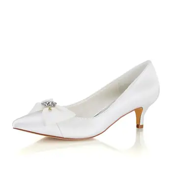 

Mid Heel Pointed Wedding Shoes Evening Pumps With Bow