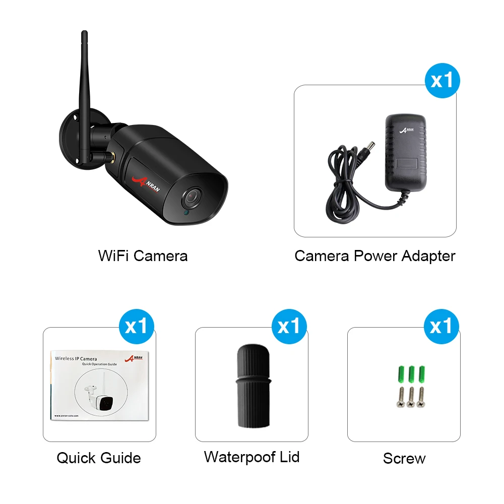 ANRAN 2.0MP ip-камера Wi-Fi уличная Водонепроницаемая HD камера видеонаблюдения камера безопасности Встроенный слот для sd-карты Wifi камера 1080P