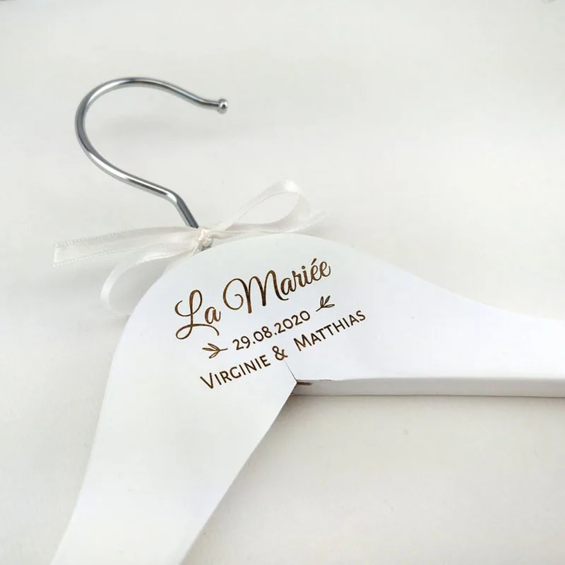 Custom Wedding Hanger - Engraved White Hanger Message