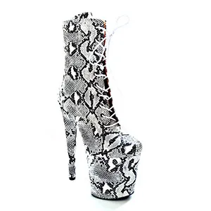 Leecabe/ботильоны для танцев на шесте на каблуке 20 см ботинки на платформе на высоком каблуке ботинки для танцев на шесте из змеиной кожи с закрытой пяткой - Цвет: White