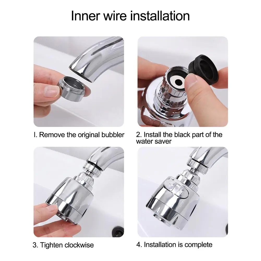 2 x 360 Degree Water Saving Swivel Tap Diffuser Faucet Nozzle Filter Adapter 