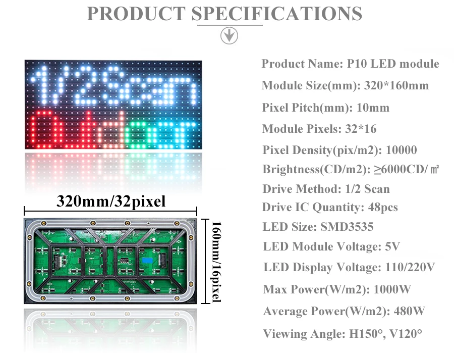 1 P10 Outdoor Full color 2 Scan LED display module 5