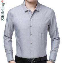 Брендовая Повседневная Роскошная Осенняя приталенная Мужская рубашка с длинным рукавом, уличная одежда, солидные рубашки, мужские модные рубашки Джерси 02114