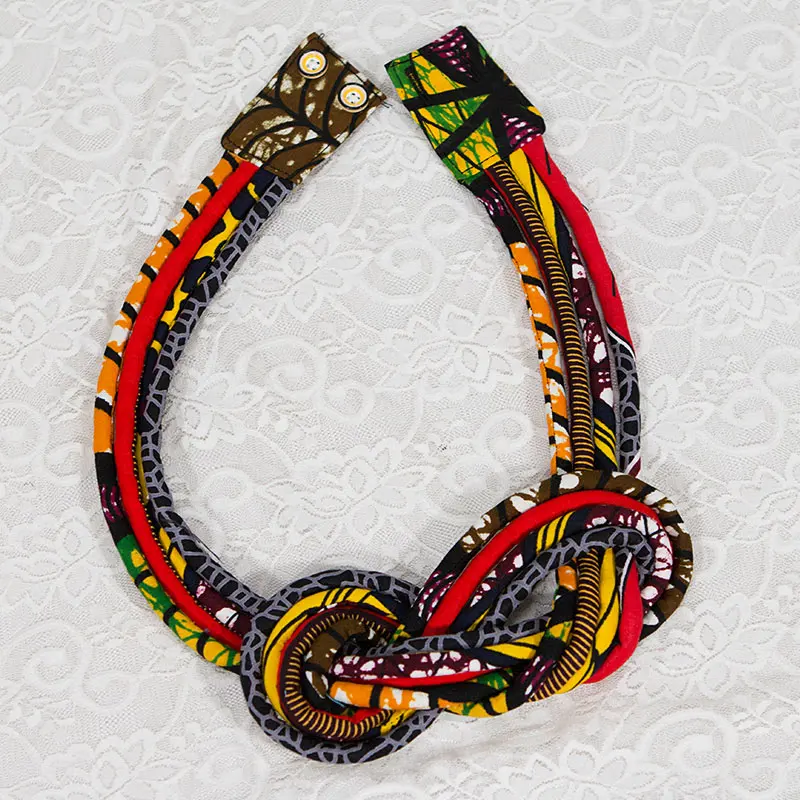 Новейший богемный стиль чокер с кнопками ожерелье африканская ткань ручной работы ювелирные изделия для тела ожерелье s& Кулоны для женщин BRW WYA073