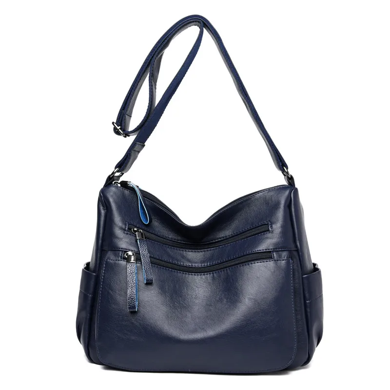 Много карманных сумок через плечо для женщин кожаные роскошные сумки женские сумки дизайнерские сумки высокого качества bolsa feminina Sac - Цвет: Blue