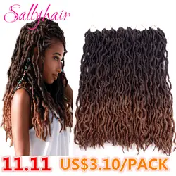 Sallyhair Faux locs вьющиеся плетеные пряди для наращивания волос 24 пряди/упаковка Омбре синтетические плетеные волосы 18 дюймов