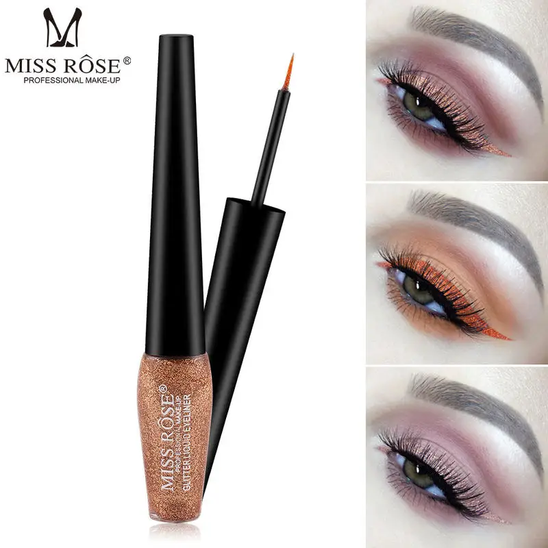Miss Rose Eyeliner Waterproof Liquid Glliter Shimmer Sweat Resistant Vamp Style Miss Rose Eyeliner Waterproof Liquid Glliter Shimmer Sweat Resistant Vamp Style