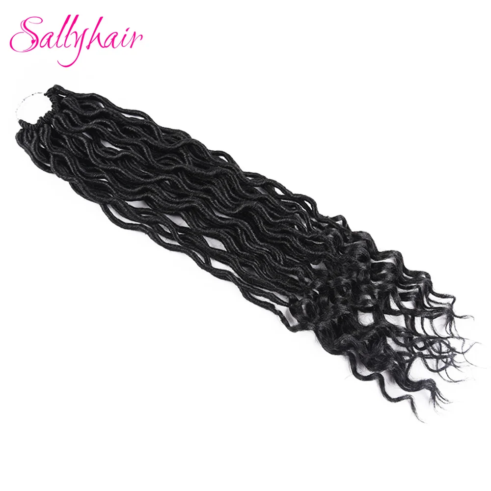 Sallyhair 24 пряди/упаковка Faux locs Curly крючком косы для наращивания волос синтетические мягкие Омбре плетение волос фиолетовый розовый свободный конец - Цвет: # 1B