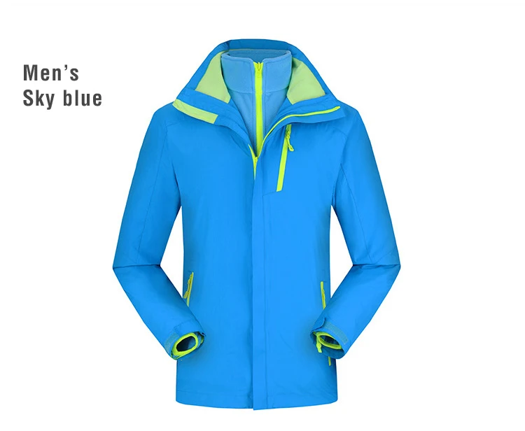 Sky blue TRVLWEGO зимняя походная куртка для активного отдыха Лыжная Мужская ветрозащитная Водонепроницаемая альпинистская походная флисовая куртка 2 в 1 сохраняющая тепло - Цвет: Sky blue