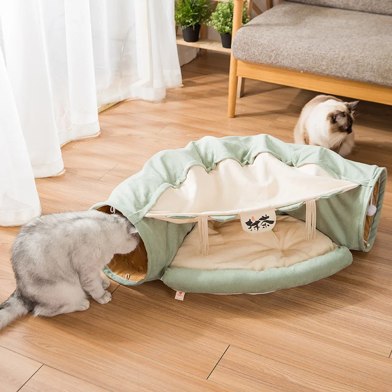 Foldable Funny Pet Cat Tunnel Cat Play Toys Pet Bed Sofa Warm House Animal Play Tunnel Tube Animal Cushion Basket Accessories