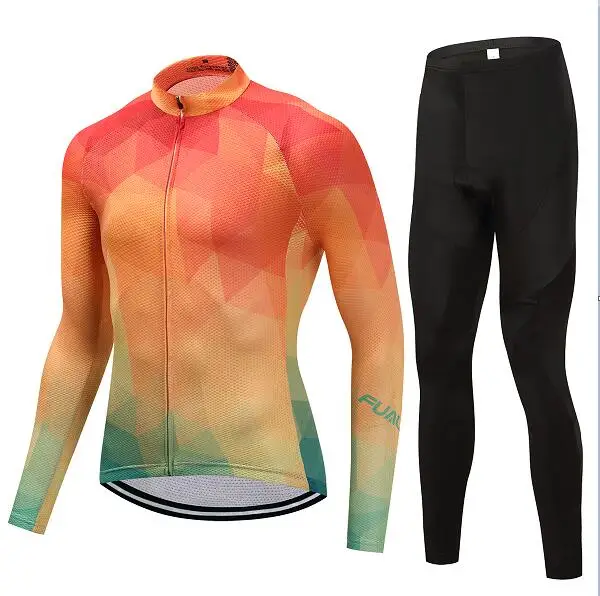 Jersey and Pants Демисезонный мужской длинный рукав велосипедная одежда комбинезон Pro дорожный трикотажный комплект для велоспорта спортивный костюм MTB велосипедная одежда мужское платье - Цвет: Jersey and Pants