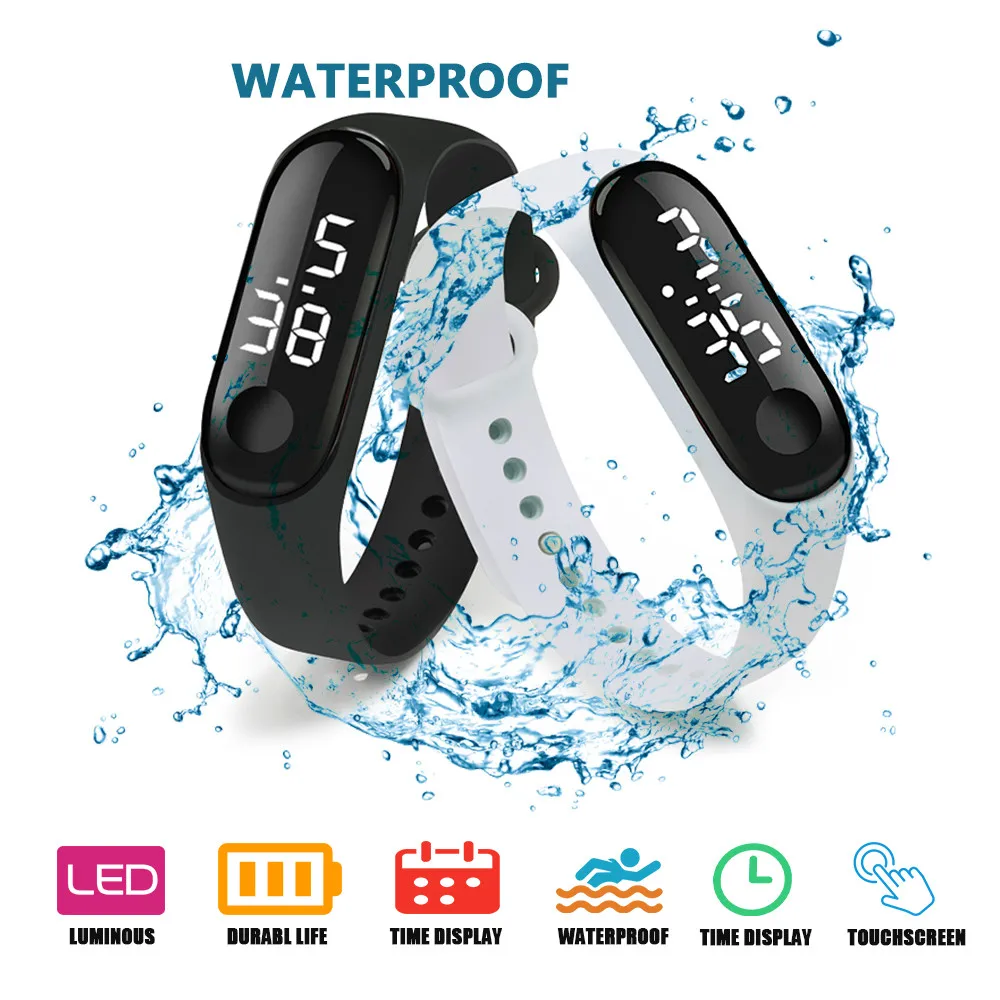 Top Sport Waterproof Men Watch LED Digital Women Children Fitness Wristwatch Touch Screen Silicone Strap for Kids | Наручные часы