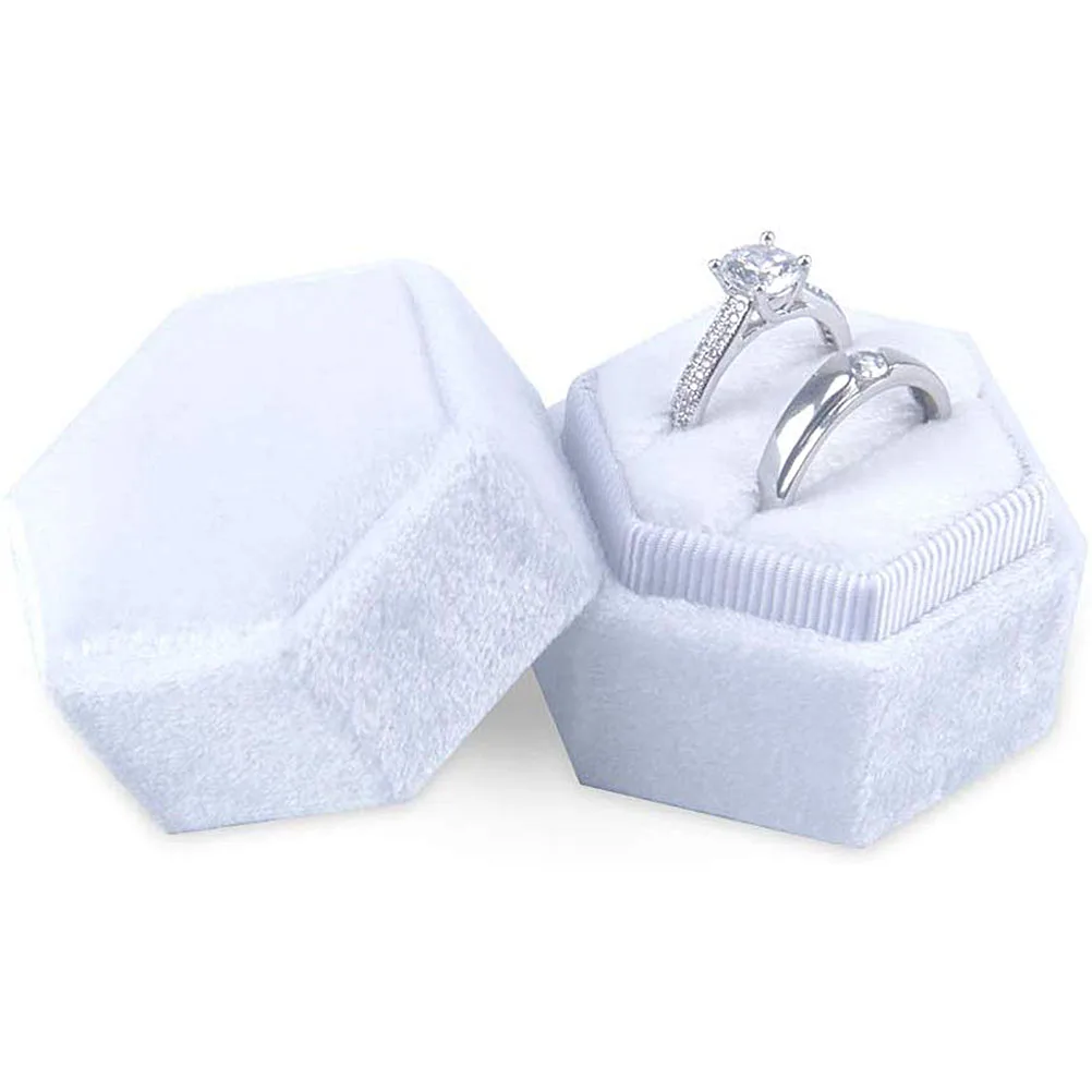Белый 1 шт., шестигранные Свадебные бархатные серьги, коробка для колец, чехол для украшений, держатель, Свадебные вечерние ювелирные изделия, Подарочная коробка, ювелирный дисплей, чехол - Цвет: Белый