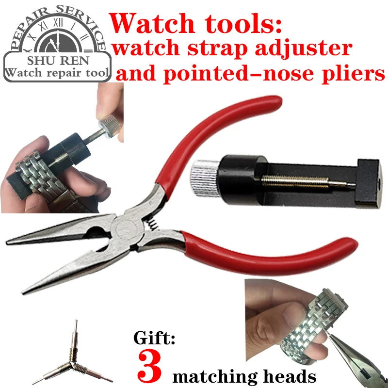 Free shipping Watch tools strap adjusters and needle nose pliers strap detacher combination strap size adjustment 4