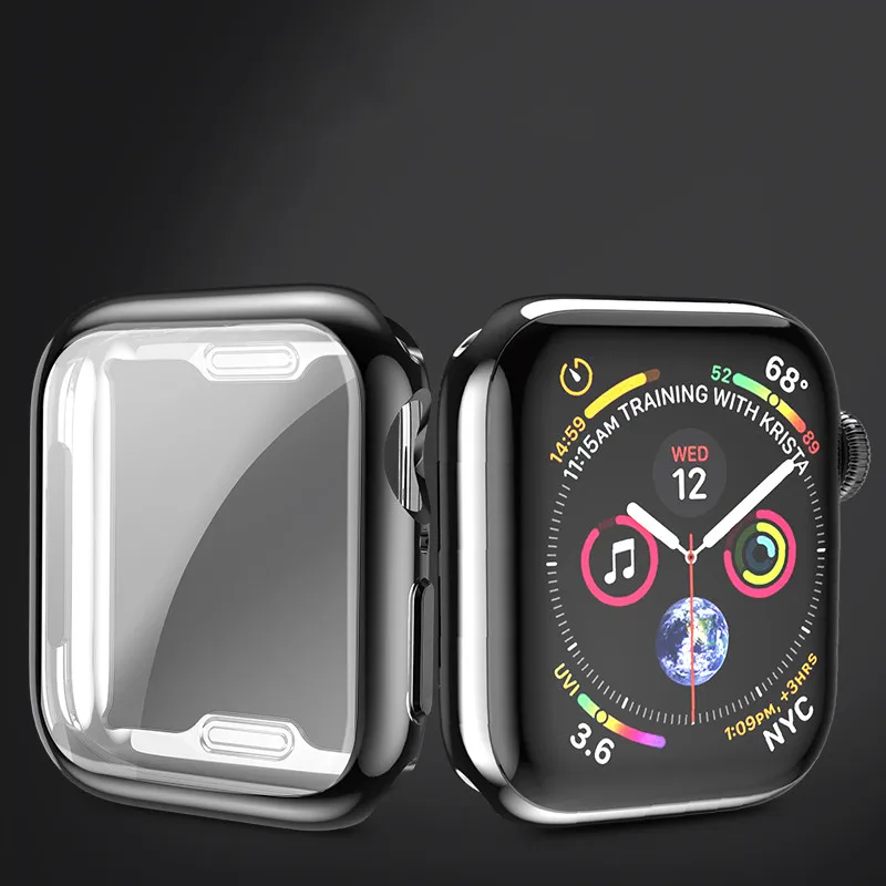 Прозрачный чехол из ТПУ для Apple watch, чехол серии 4/5, защита экрана 44 мм, 40 мм, чехол с полным покрытием для iWatch, защитный бампер