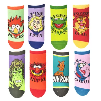 

Fashion anime character print funny boat socks Summer breathable Invisble black white grey Low Ankle Socks Non-Slip Happy Socks