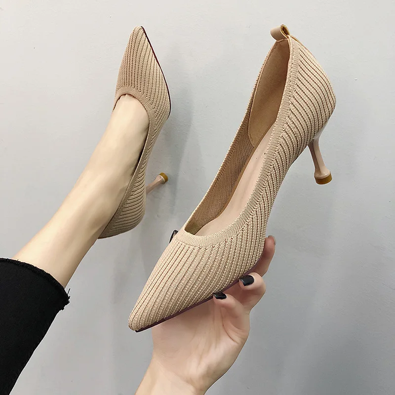 

QWEDF 2019 Spring new Korean version of the pointed lady sexy Shallow mouth high heels black wild single shoes women shoes AH-88