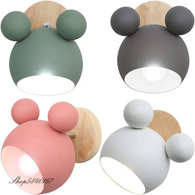 Nordic Wall Lamp Aluminum Mickey Sconce for Children Bedroom lights Modern Indoor Wall Light Fixtures E27 Creative Luminaire led wall lamp,wall sconces light,wall lamp