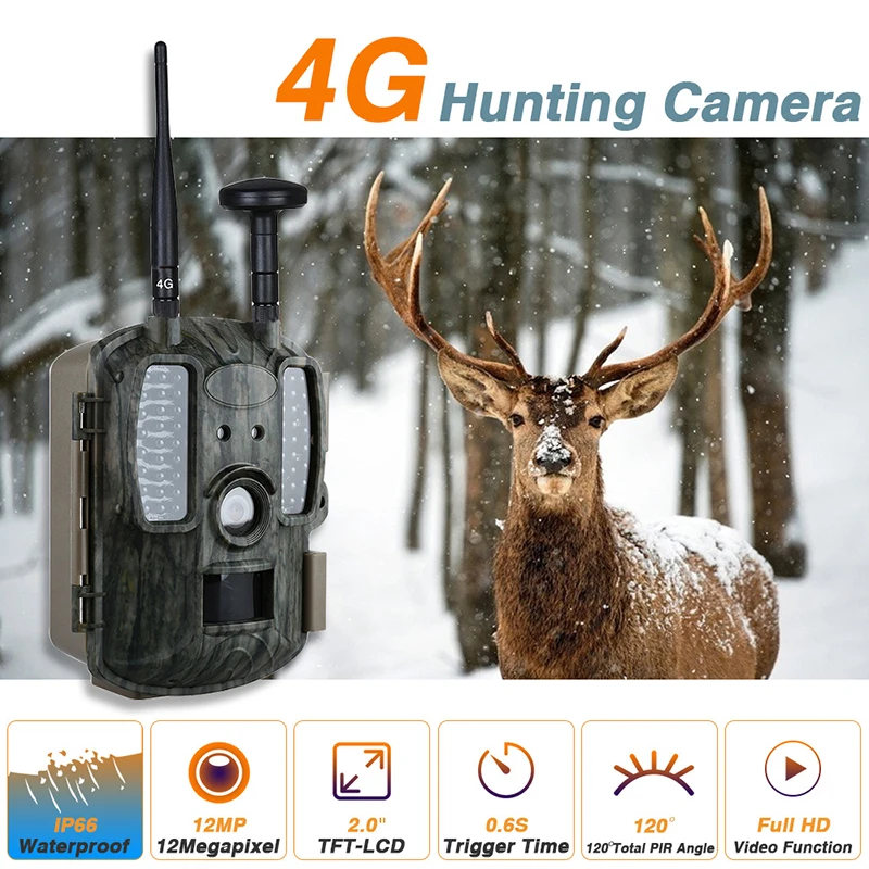 

Professional Trail Camera 4G GPS 12MP 1080P Game Hunting Camera Digital IR Infrared Night Vision Monitor MMS GPRS Traps Camera