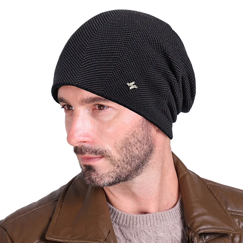 masculino malha casual gorros skullies mais veludo
