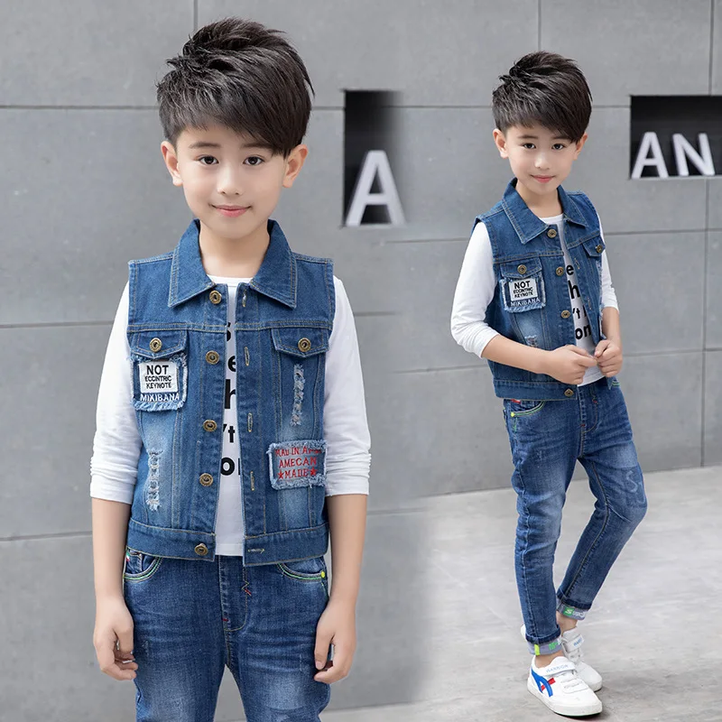

Childrenswear Boys' Denim Waistcoat 7 Spring And Autumn 6 New Style 8 Korean-style 9 Boy 10 Children 11 Big Boy 12-Year-Old Coat