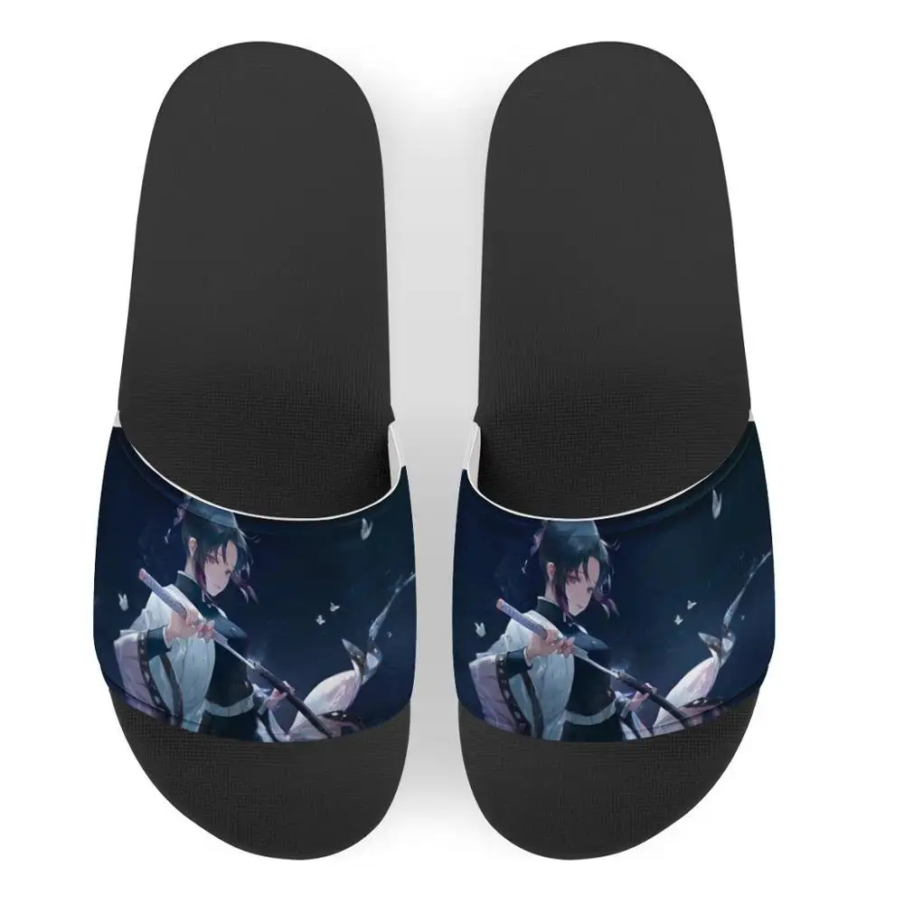 

Cosplay Demon Slayer Shinobu Kochou Custom Pattern Slippers Men Slides Sandals Outdoor Non-slip Beach Shoes Platform Flip Flops