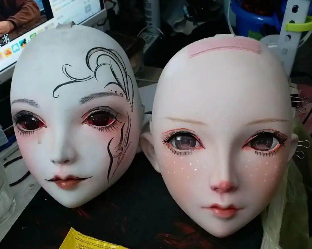 type 7 NEW-25) BJD Кигуруми для транссексуалов, Красота макияж Косплэй силиконовая маска Аниме Kigurumi маски резиновые секс куклы - Цвет: type 7