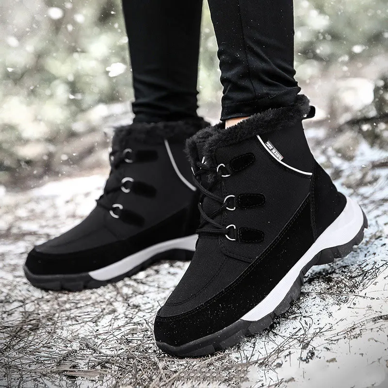Women Winter Mid Calf Snow Boots Ladies Flat Platform Lace Up Women's Waterproof Warm Furry Plush Woman Casual Female Shoes New