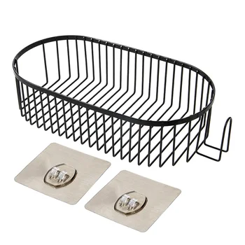 

Thickened Wrought Iron Punch Free Bathroom Rack Oval Soap Basket Kitchen Shower Caddy Single Layer Storage Shelf Home Shampoo