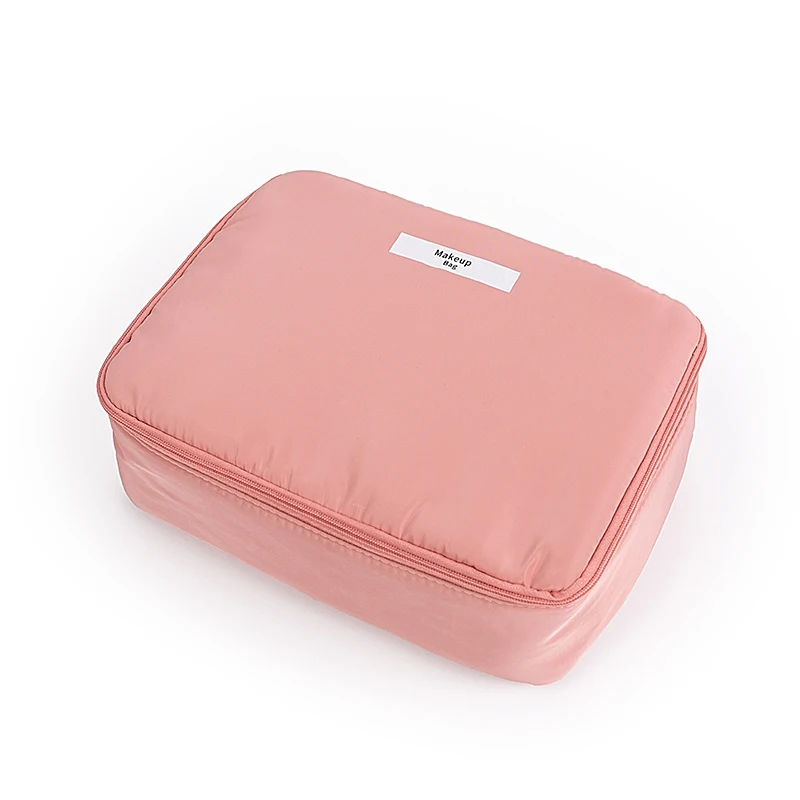 Large Capacity Zipper Cosmetic Bags Women's Makeup Case Lipstick Toiletry Tote Suitcase Makeup Bag Brush Organizer for Woman Tra - Цвет: Розовый