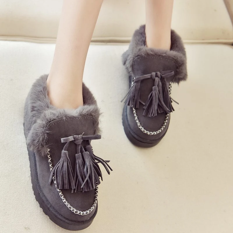

Warm Fur Ankle Short Boots for Women Winter Shoe Martin Boot Solid Color Slip on Platform New 2021 Women Fashion Snow Boots