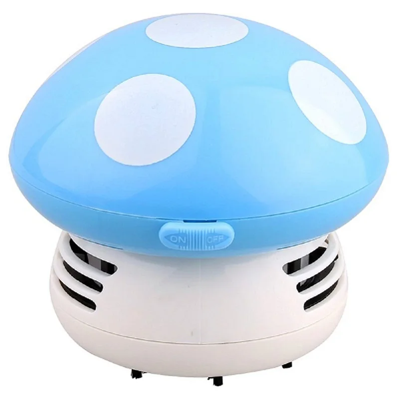 2x Blue Portable Cute Mini Mushroom Corner Table Dust Vacuum Cleaner Sweeper