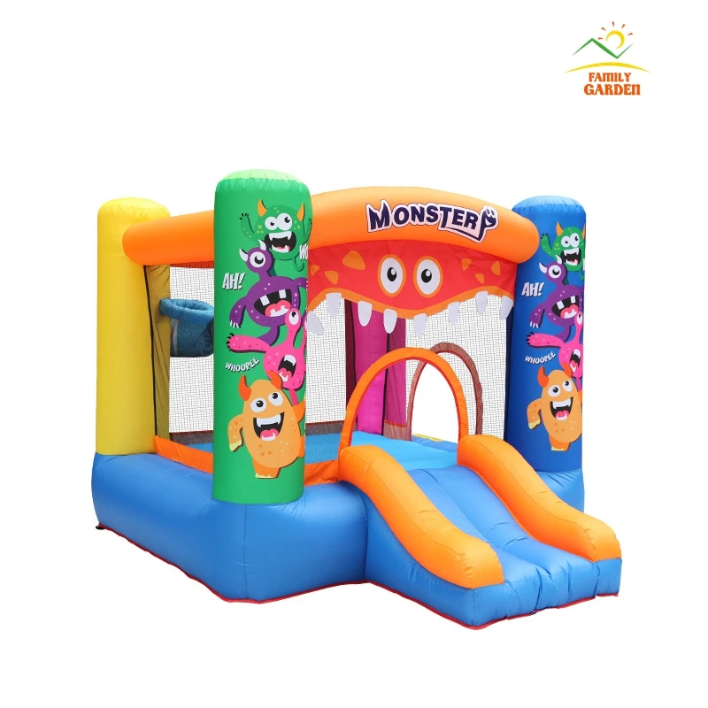 Monstered Bounce House Air Bouncer, надувной батут с воздуходувкой, прыгающий замок с горкой, для наружного и внутреннего использования